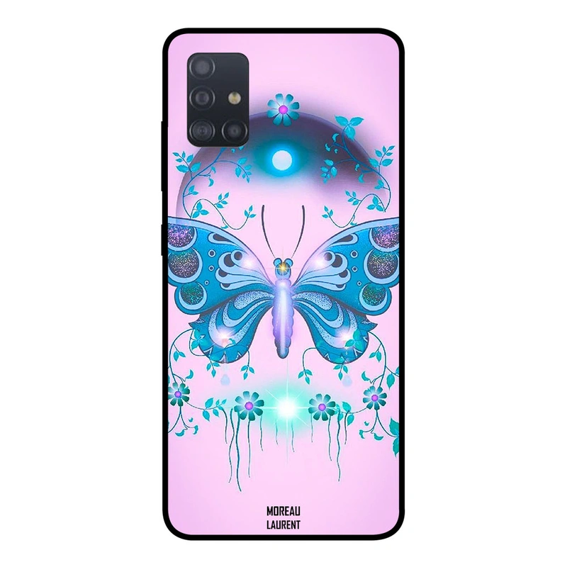 Moreau Laurent Samsung Galaxy A51 Protective Case Cover Green Blue Floral And Butterfly