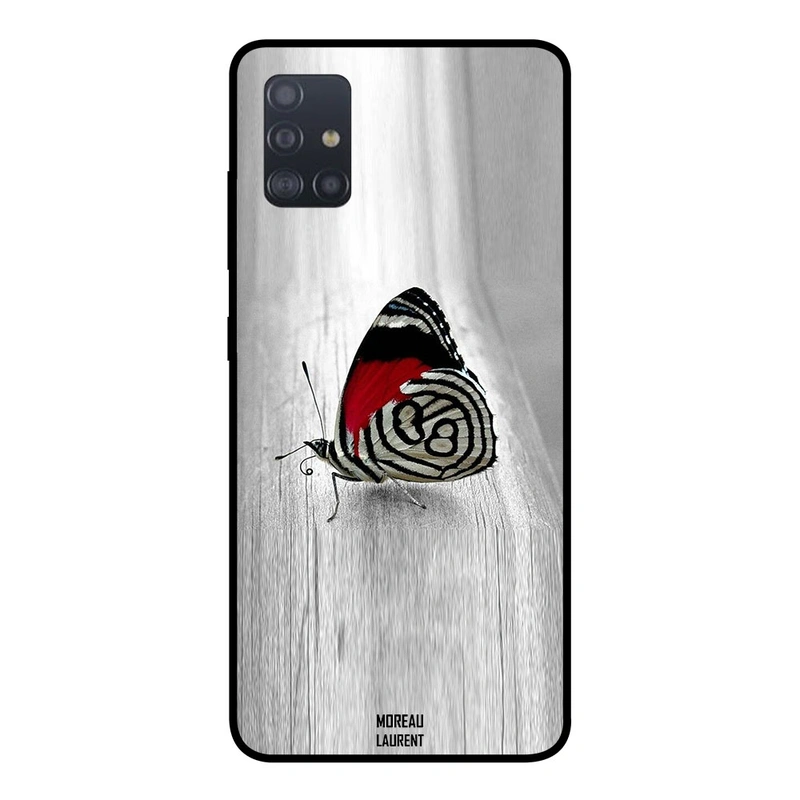 Moreau Laurent Samsung Galaxy A51 Protective Case Cover Red & Black Butterfly