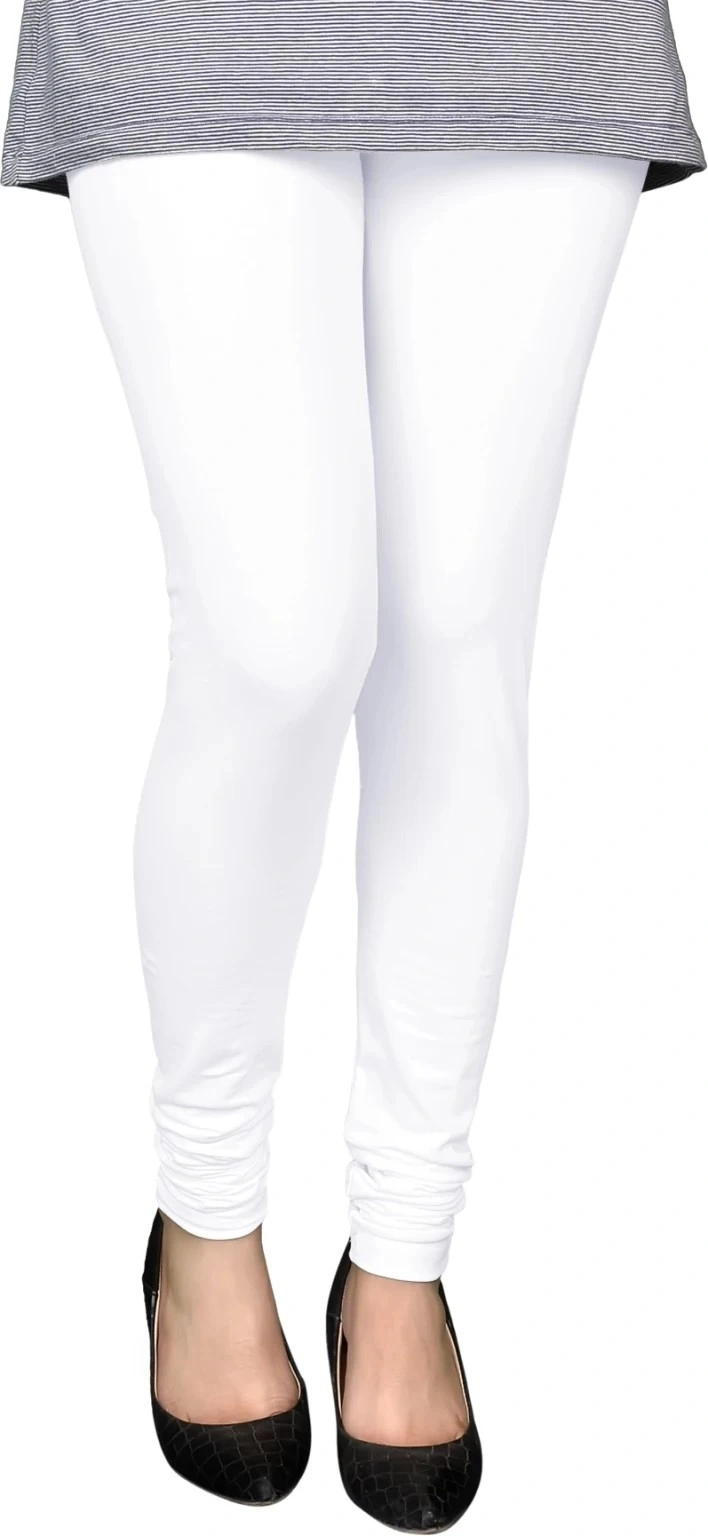 White Plain Full Length Cotton Churidar Legging-White