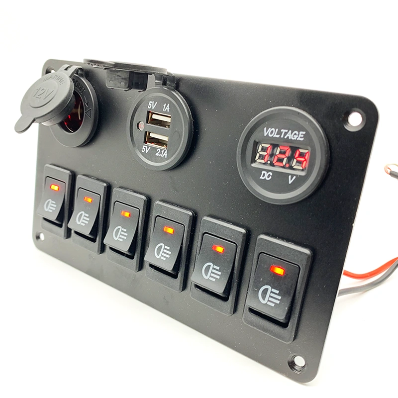 OEM Waterproof DC 12-24V 6 Gang Switch Panel USB Charger Rocker Switch Panel  For Marine Bus Boat, Wholesale Prices