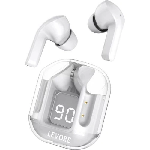 Levore Blutooth Earphone Tws Crystal With Screen Display LBT301 White Wholesale Prices Tradeling