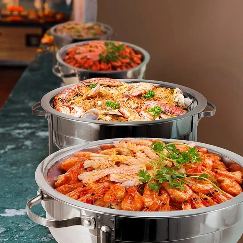 VINOD Stainless Steel Round Chafing Dish Buffet Dish with Glass Lid