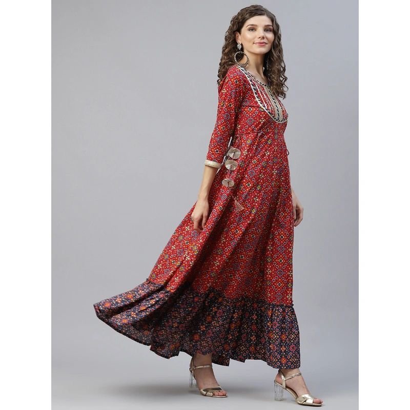 Buy online Printed Maxi Dress With Attached Cape from western wear for  Women by Aks for ₹1250 at 50% off | 2024 Limeroad.com