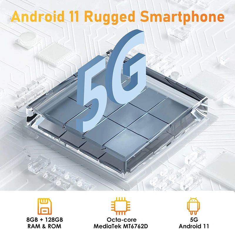 OUKITEL WP15 5G Rugged Smartphone Unlocked, 15600Mah Battery Android 11  Octa-core 8+128GB 6.52 HD Screen 48MP Triple Camera Waterproof Shockproof  NFC