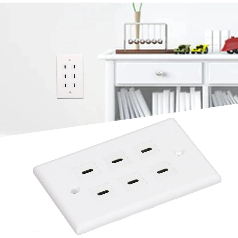 6 Port Usb C Wall Outlet, Type C Receptacle Outlet, Smart Fast Charging