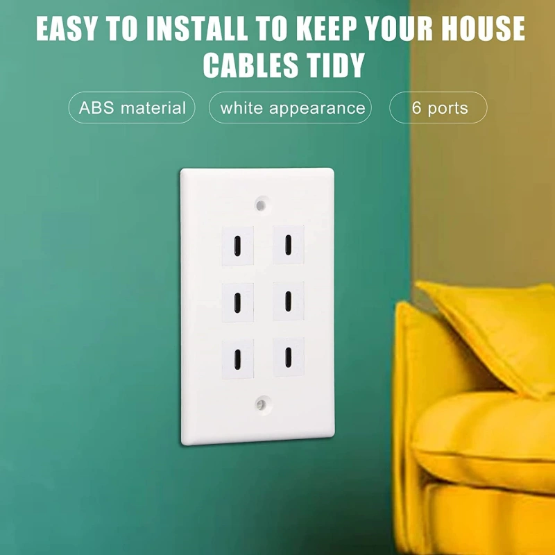 6 Port Usb C Wall Outlet, Type C Receptacle Outlet, Smart Fast Charging