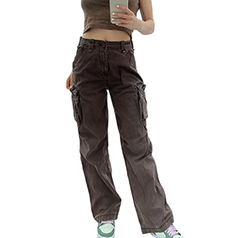 ICNGLKSND Womens Girls High Waisted Baggy Jeans Straight Wide Leg Denim  Pants Y2K Trousers Streetwear with Big Pockets