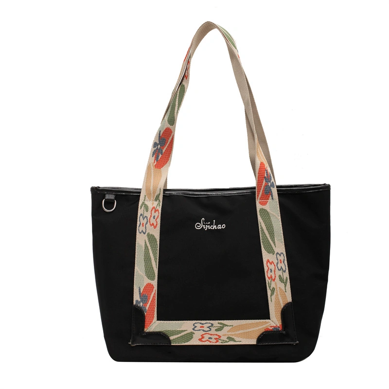 Nylon Canvas Bag Ladies Handbag Shoulder Tote Bag Black Wholesale