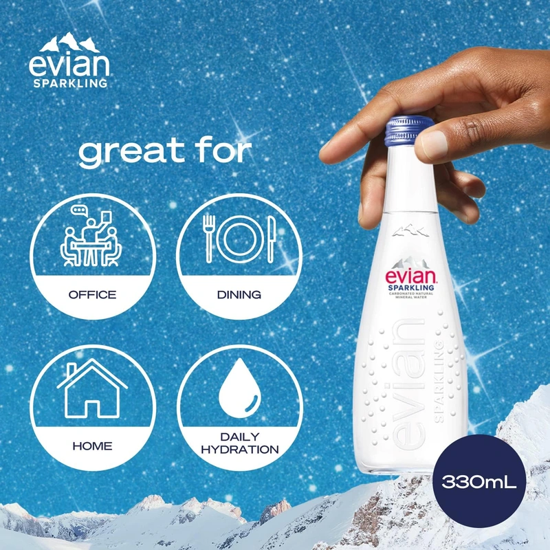 Evian Sparkling Natural Mineral Water 330 ml x 20 Wholesale Tradeling