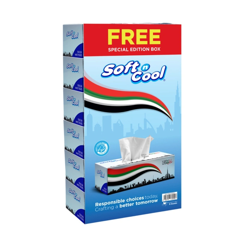 Soft N Cool National Day Tissue 200 Sheets 5 Boxes with 1 Box Of 150 Sheets