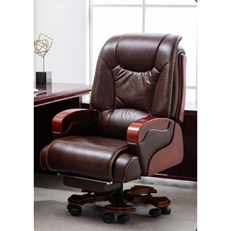 Swivel Chair Back Chair Leather Office Seat Brown 66x70x128cm