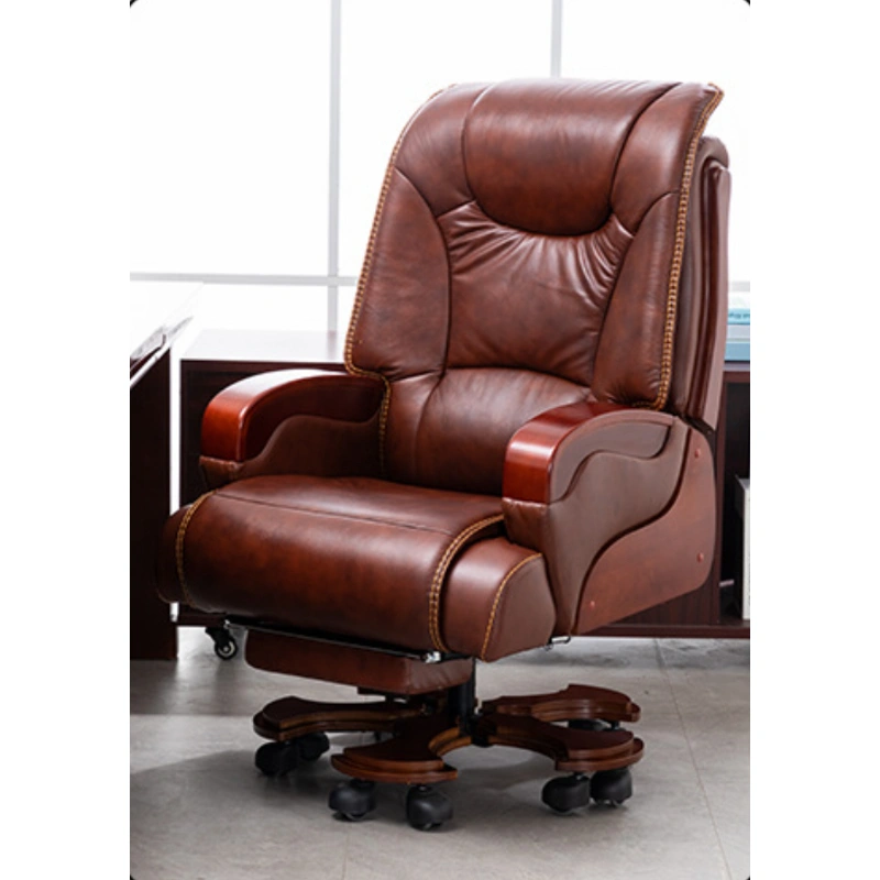 Swivel Chair Back Chair Leather Office Seat Brown 66x70x128cm