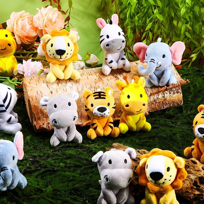 12 Pieces Mini Stuffed Forest Animals Plush Toys Bulk Jungle