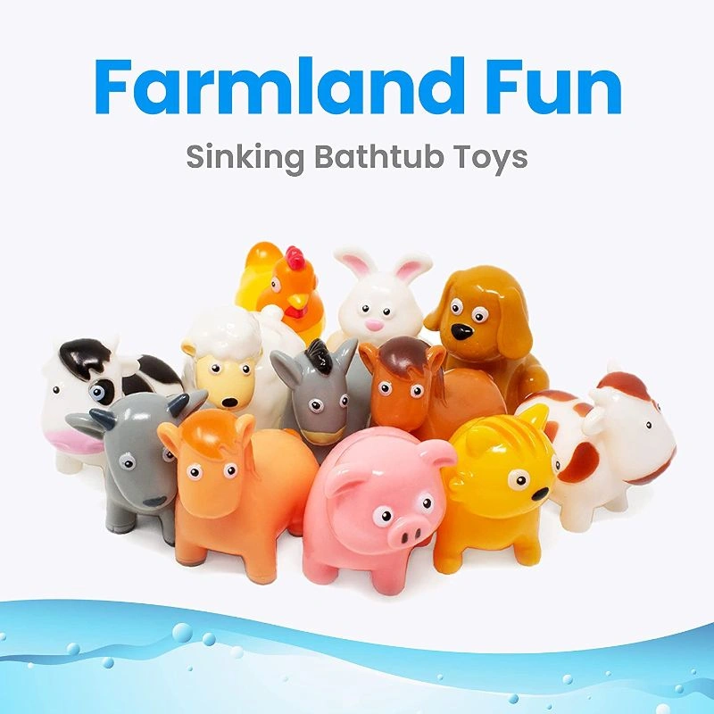 Boley Farm Animals Bath Toys Bucket Includes 12 Colorful Fun Mold