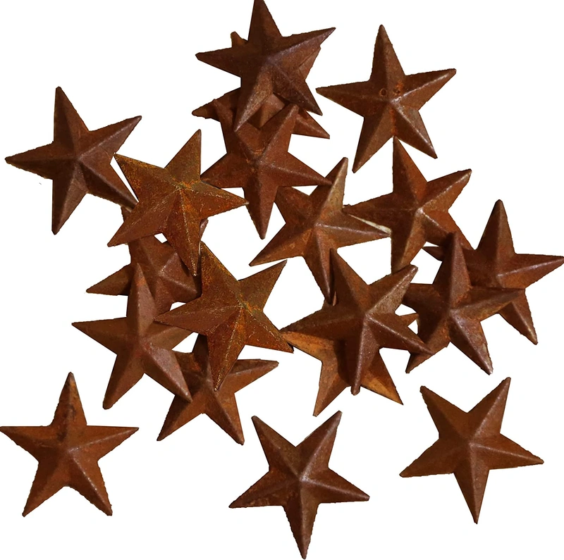 Small Metal Star Ornaments, 1 Inch Barn Star Crafts Art Decor, Mini