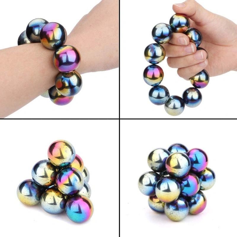 6 Pieces of 1.26 Sphere Magnet Rainbow Magnetic Balls | Hematite Rattle  Snake |Fidget Toys for Anxiety | Large Magnetic Balls | Magnets for Kids
