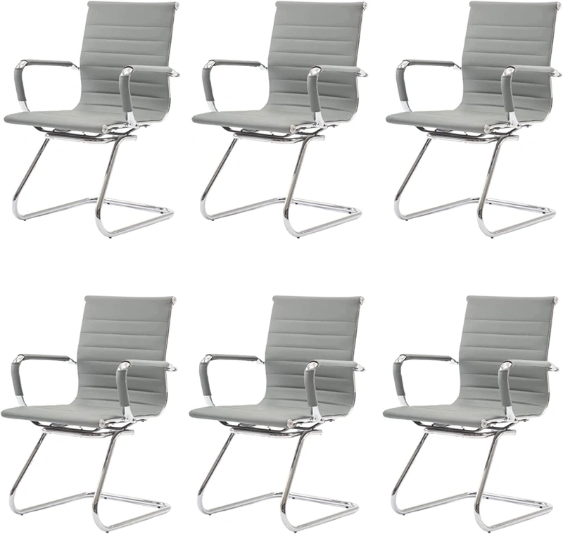 Leather Office Guest Chairs Reception Chairs Set Of 6, Modern Waiting