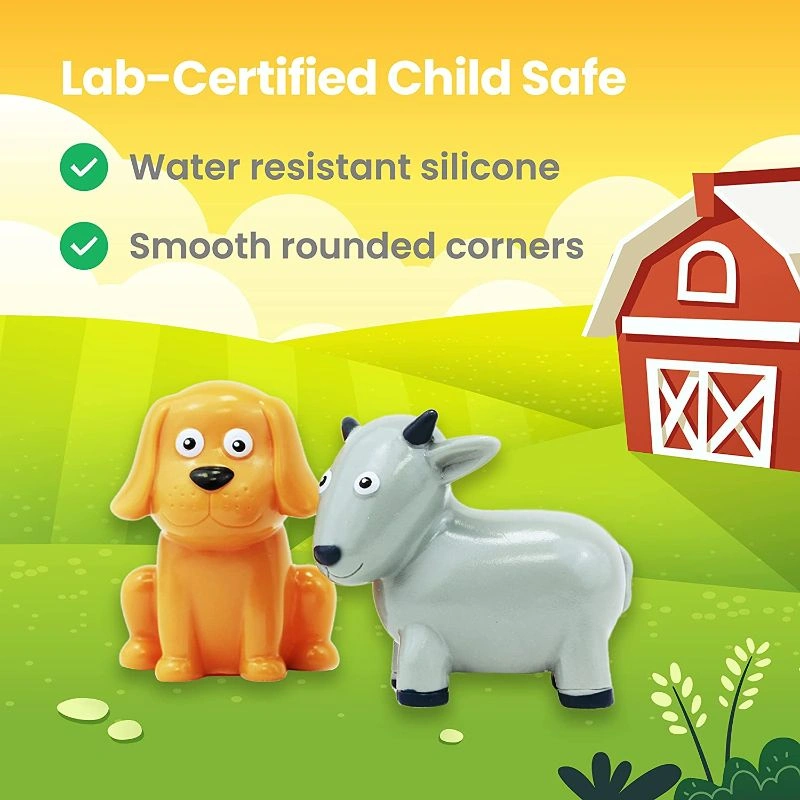 Boley Farm Animals Bath Toys Bucket Includes 12 Colorful Fun Mold