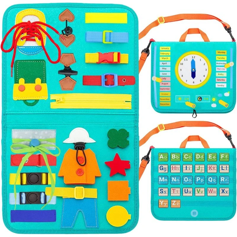 Montessori Busy Board Toy for Kids Age 1 2 3 4, Sensory Activity Travel  Game Preschool Buckle Zipper Board Toy, Wholesale Prices