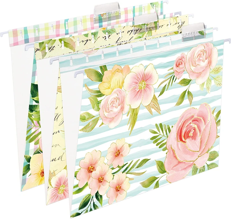 Hanging File Folders Vintage Floral Letter Size Decorative Hanging File