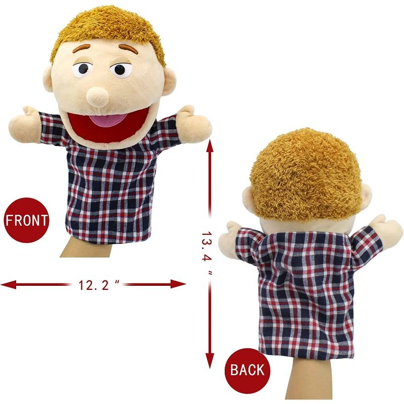 Family Dad Hand Puppet, Role Play Family Member Wooden Puppet 13.4 Inch  Multi-puppet Plush Soft Hand Puppet Storytelling Toy, Christmas, Halloween,  Thanksgiving Gift