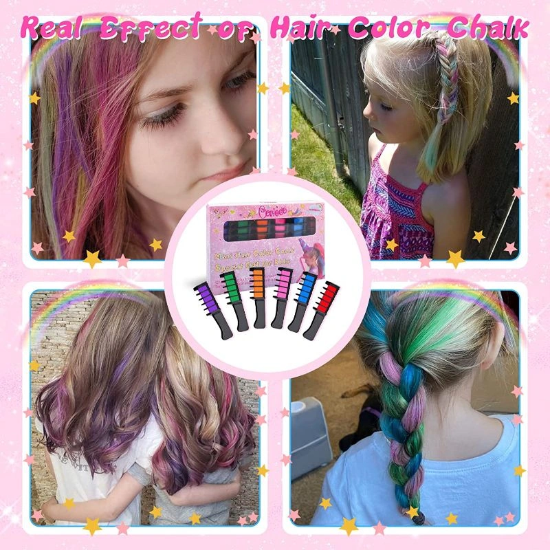 Cevioce Hair Chalk for Girls,Temporary Hair Color Pink Hair