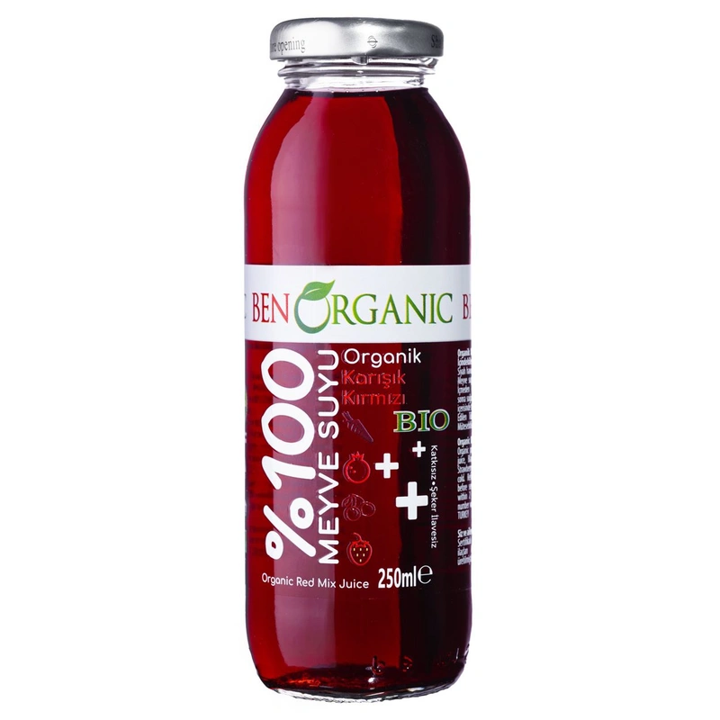 Ben Organic Red Mix Juice Glass Bottle 250 ml Wholesale Prices
