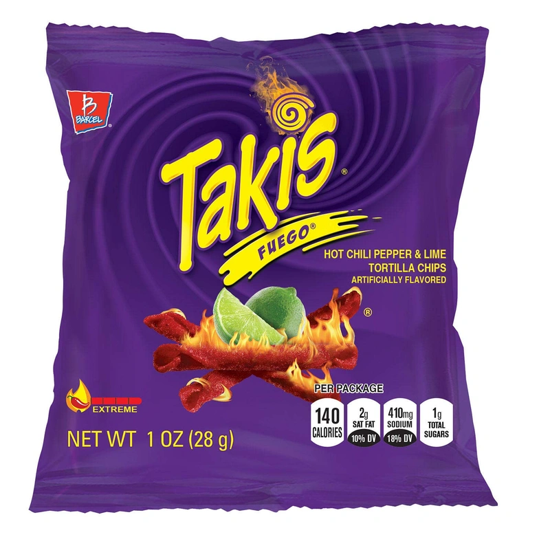 Takis Fuego 14 ct, 9.9 oz Sharing Size Case, Hot Chili Pepper & Lime  Flavored Extreme Spicy Rolled Tortilla Chips