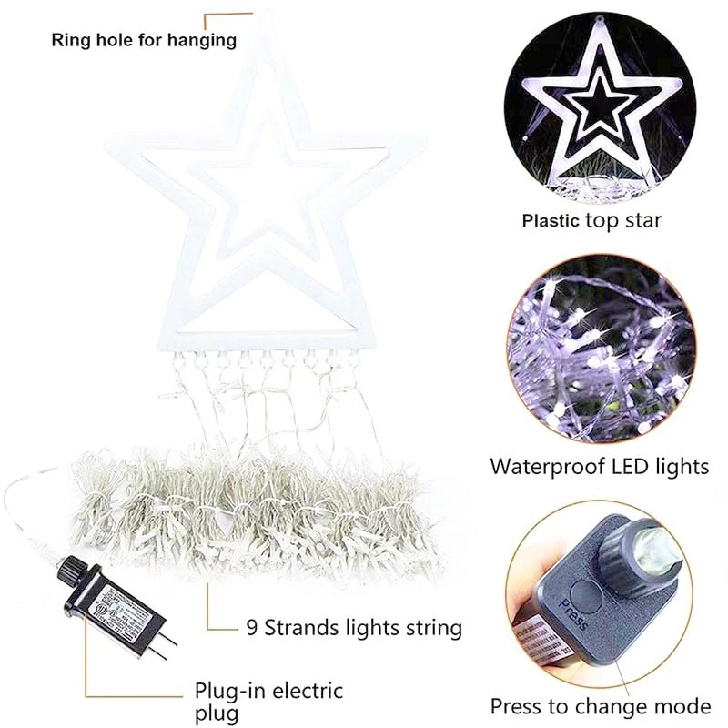 SUNSKY 10LM 350 LED Star Waterfall Light Christmas Tree String Lights