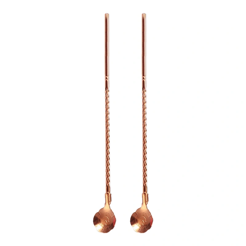 2Pcs Straw Spoon Reusable Comfortable Grip Tableware Cocktail Drinking