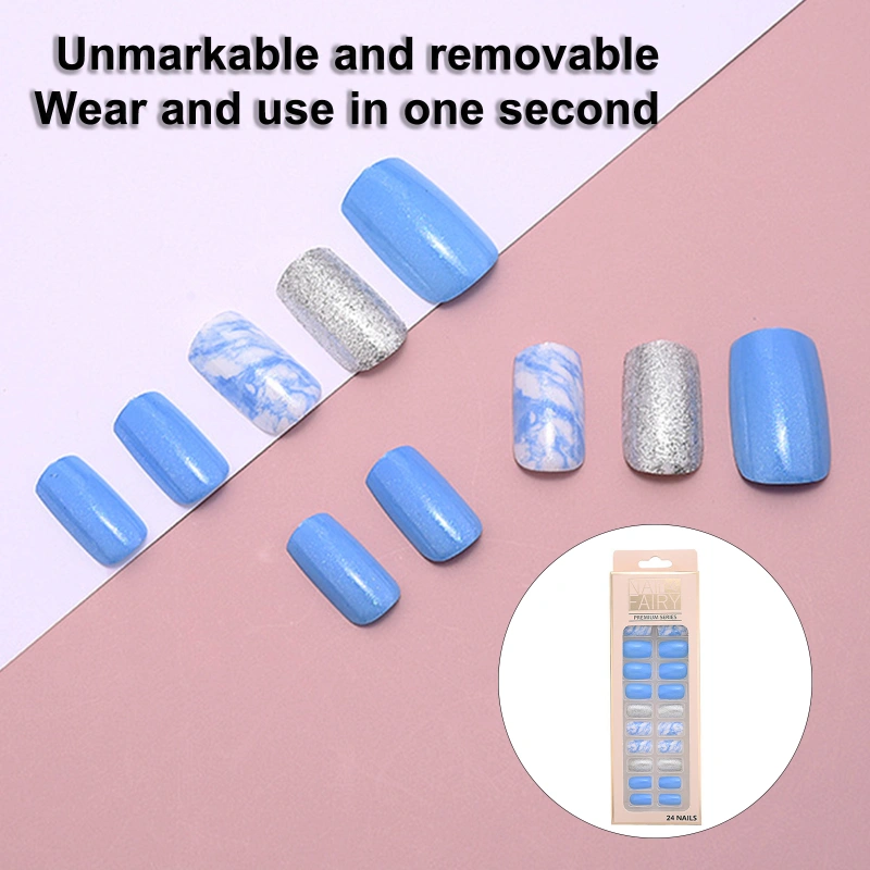 1 Box Glitter False Nails Kit Longlasting Smellless Salon Supplies