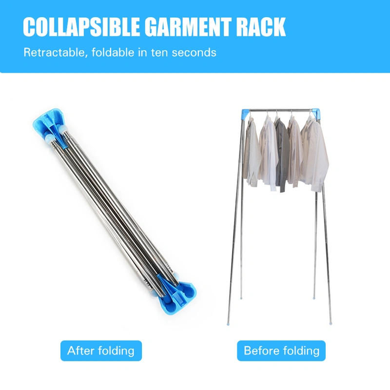 Portable Garment Rack Stainless Steel Foldable Coat Rack Collapsible
