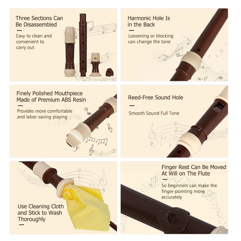 IRIN ABS Descant Recorder 8 Hole Baroque Style Recorders Instrument