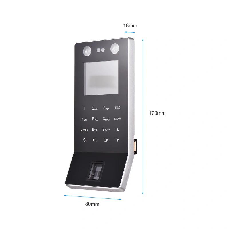 Face Recognition Fingerprint Password Attendance Machine Access Control Time Clock Recorder Support ID Card Device Employee Checking-in Recorder with 2.4 Inch TFT Color Screen Support U Disk Download UK Plug