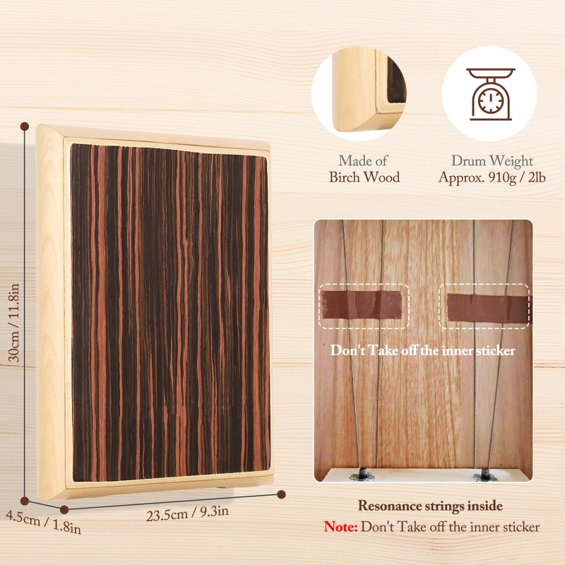 Compact Travel Box Drum Cajon Flat Hand Drum Percussion Instrument with