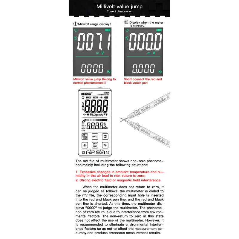Aneng 621a Touch Screen Intelligent Digital Multimeter 9999 Counts Auto  Range Rechargeable Portable Ncv Universal Meter Voltmeter Ammeter