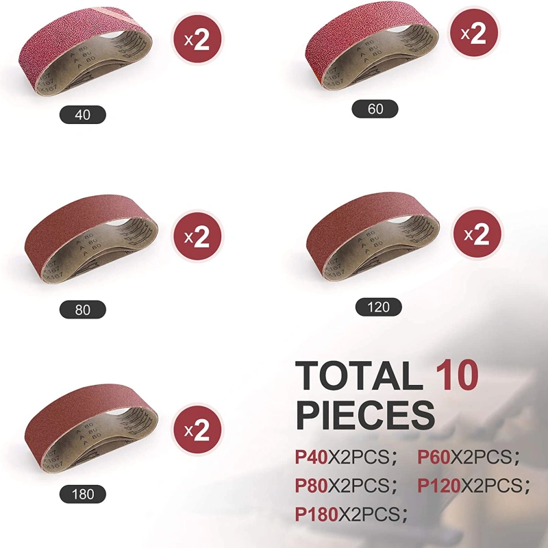 750W Belt Sander 75mm x 533mm with 10 Piece Sanding Belts and Dust Bags