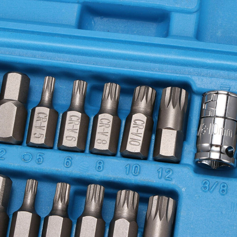 40 in 1 Spline& Hex& Torx Star Bit Socket Set 3/8 1/2''Diameter Long Short Reach Allen Key with