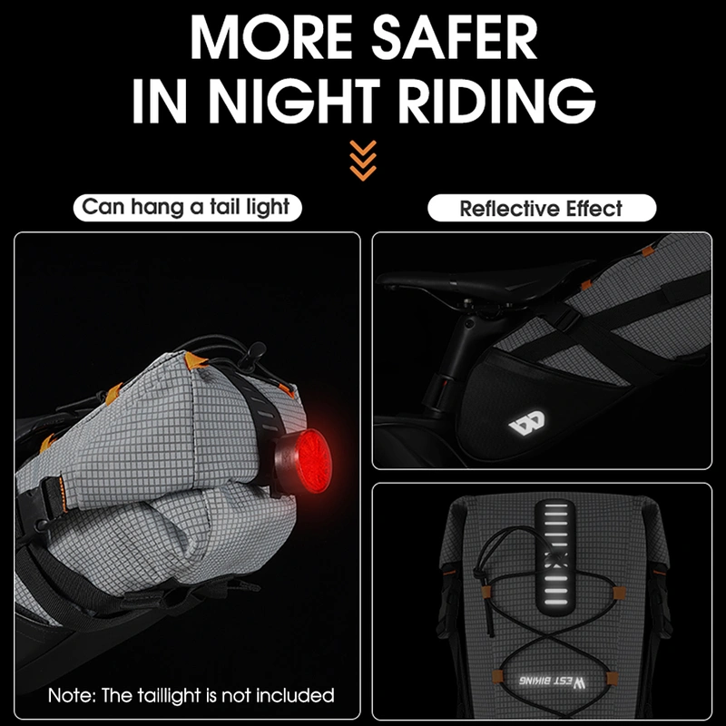 Waterproof Bike Saddle Bag 10L Bicycle Seat Bag Road Mountain Bike Tail