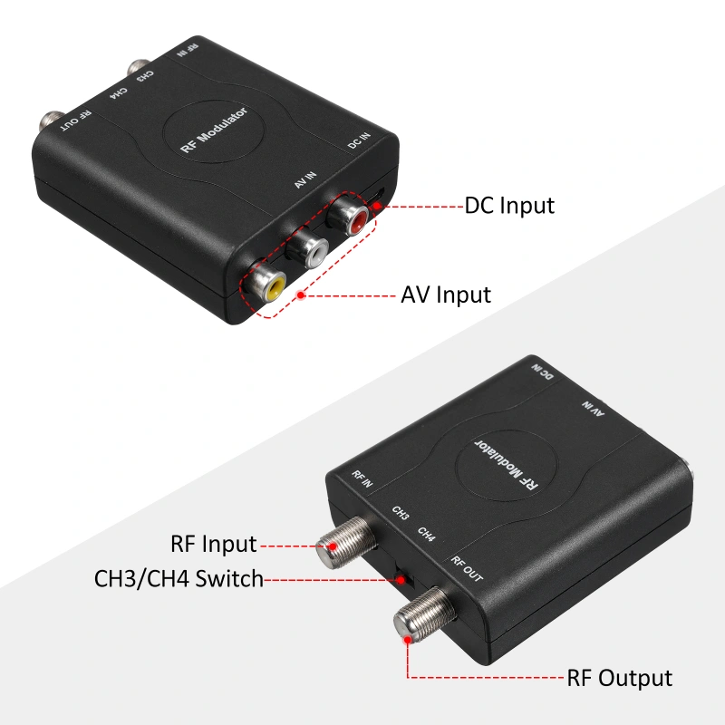 RF Modulator AV to RF Converter NTSC CH3/CH4 Channels Video Input