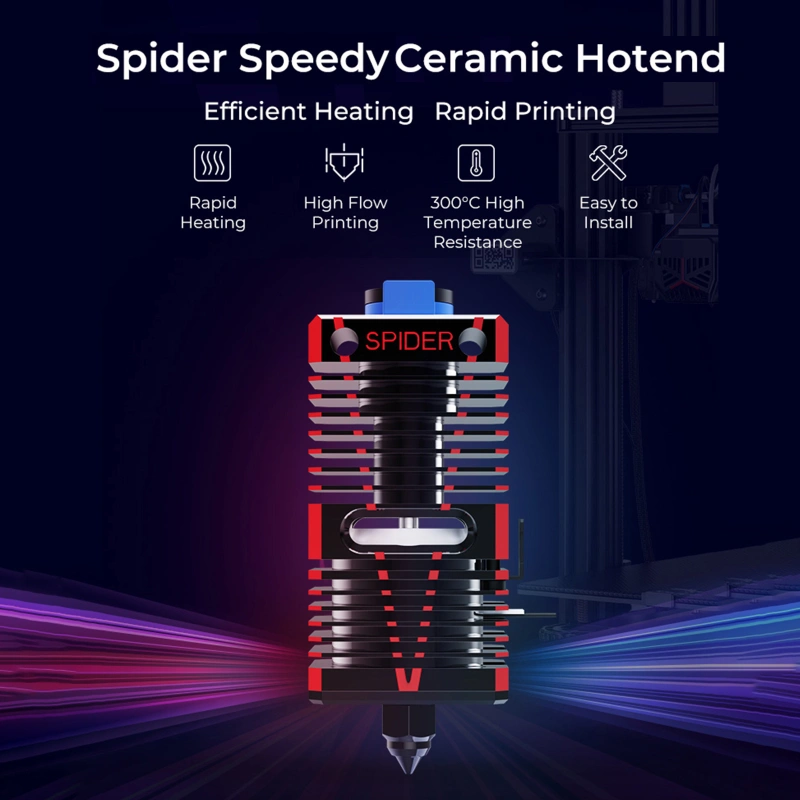 Creality 3D Printer Accessory Spider Speedy Ceramic Hotend Fast to Heat High Flow Printing High Temperature Resistance Uniform Heating for Ender-3/ Ender-5 series/CR-10/ CR-10S/Ender-2