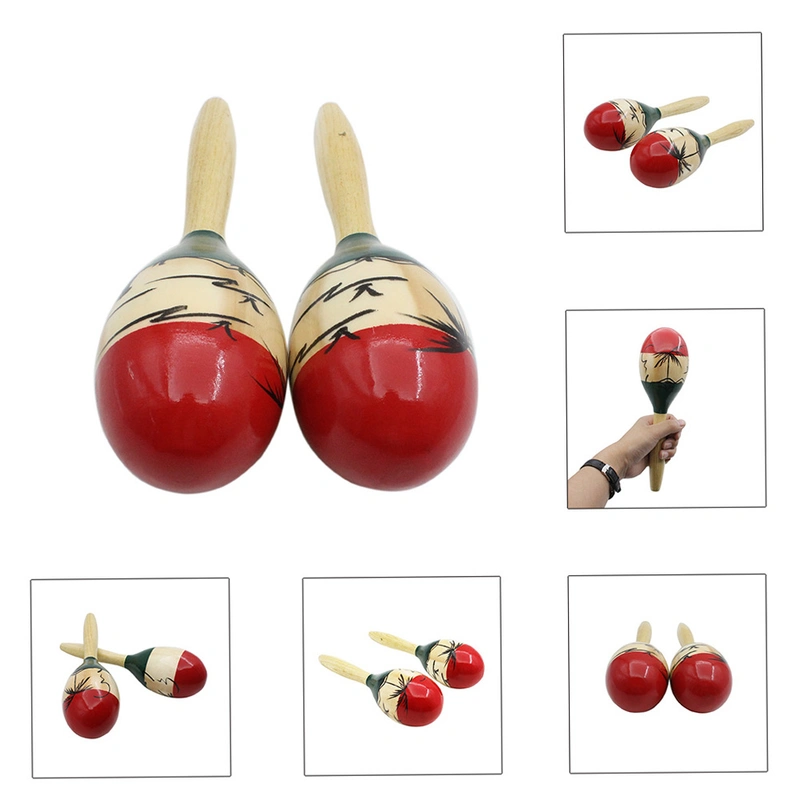 Pair of Wooden Large Maracas Rumba Shakers Rattles Sand Hammer