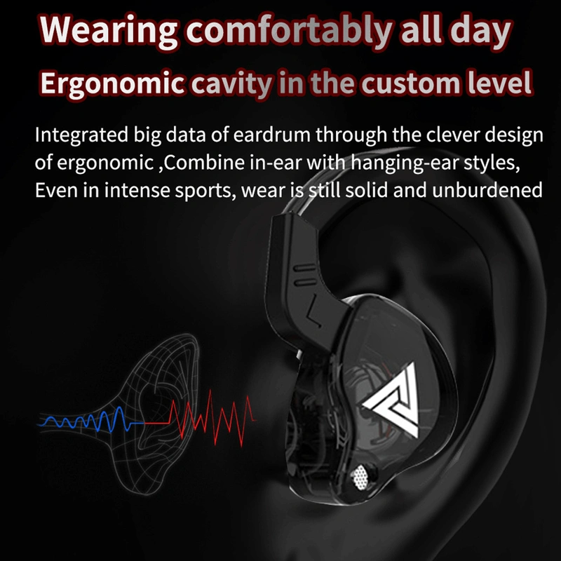 QKZ AK6 Universal 3.5mm HiFi Sport Headphones In Ear Earphone for Running with Microphone Headset Music Earbuds Black