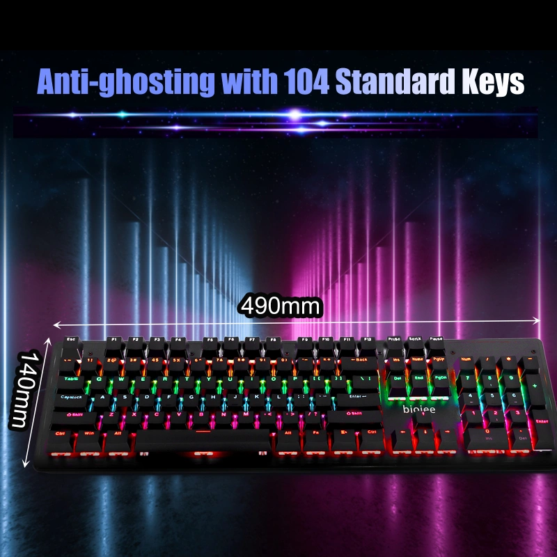 biojee Wired 104-Key Real Mechanical Gaming Keyboard Rainbow Backlit ...