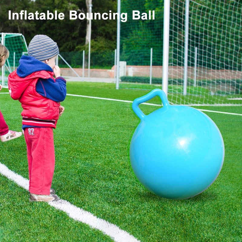 Pure Color Inflatable Bouncing Ball Kids Jumping Hop Ball with Handle for Adults Children Exercise Toy