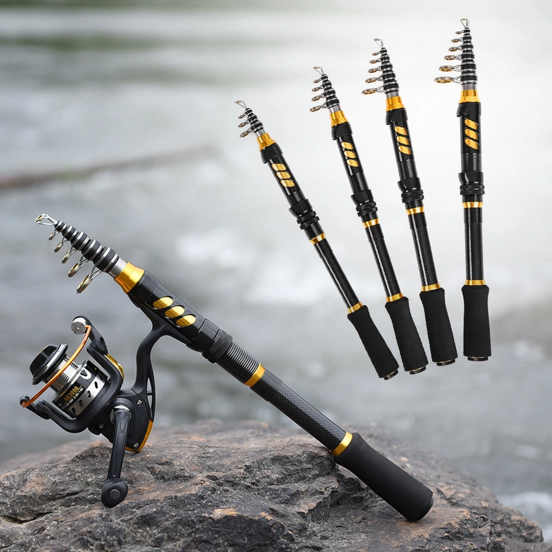 Lixada Fishing Rod Reel Combo Carbon Fiber Telescopic Fishing Rod