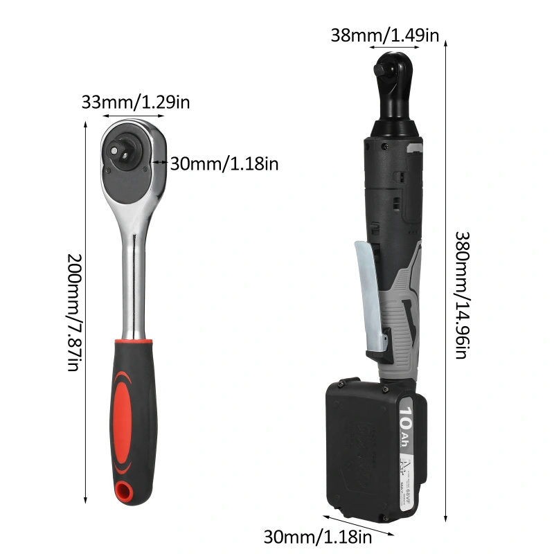 Cordless Electric Ratchet Wrench Set 3/8'' 320 RPM 21V Battery Powered
