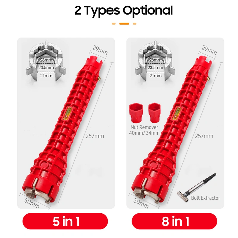 Wrench,Faucet and Sink Wrench 5 in 1 Multifunctional Wrench Tool Double