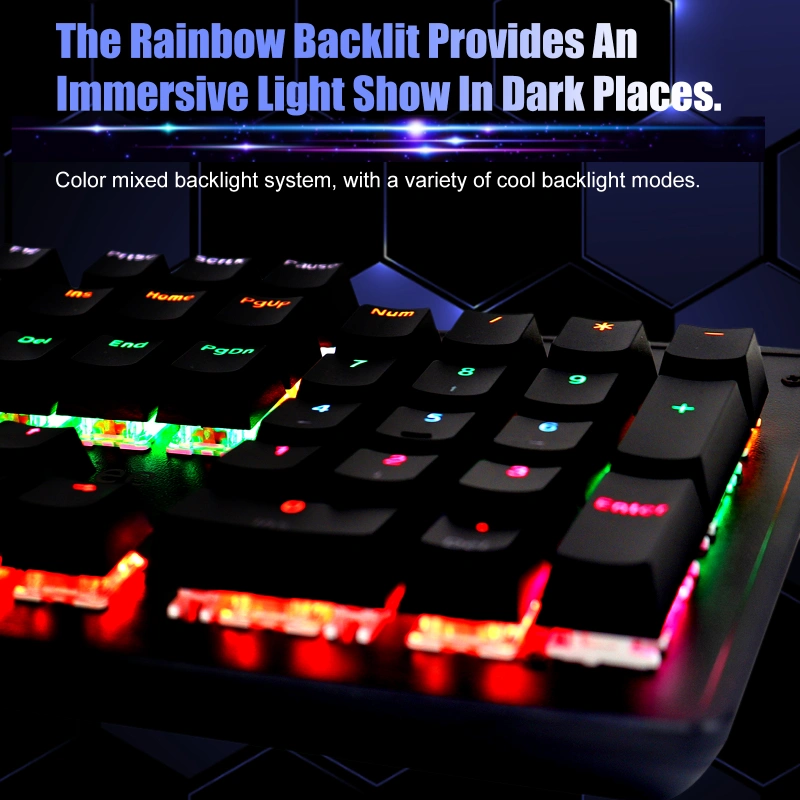 Keyboard,biojee Wired 104-Key Real Mechanical Gaming Keyboard Rainbow ...