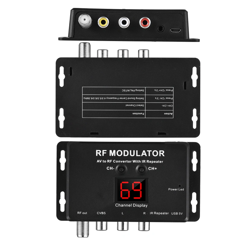 Modulator,M60IR RF Modulator with IR Repeater AV to RF Converter with